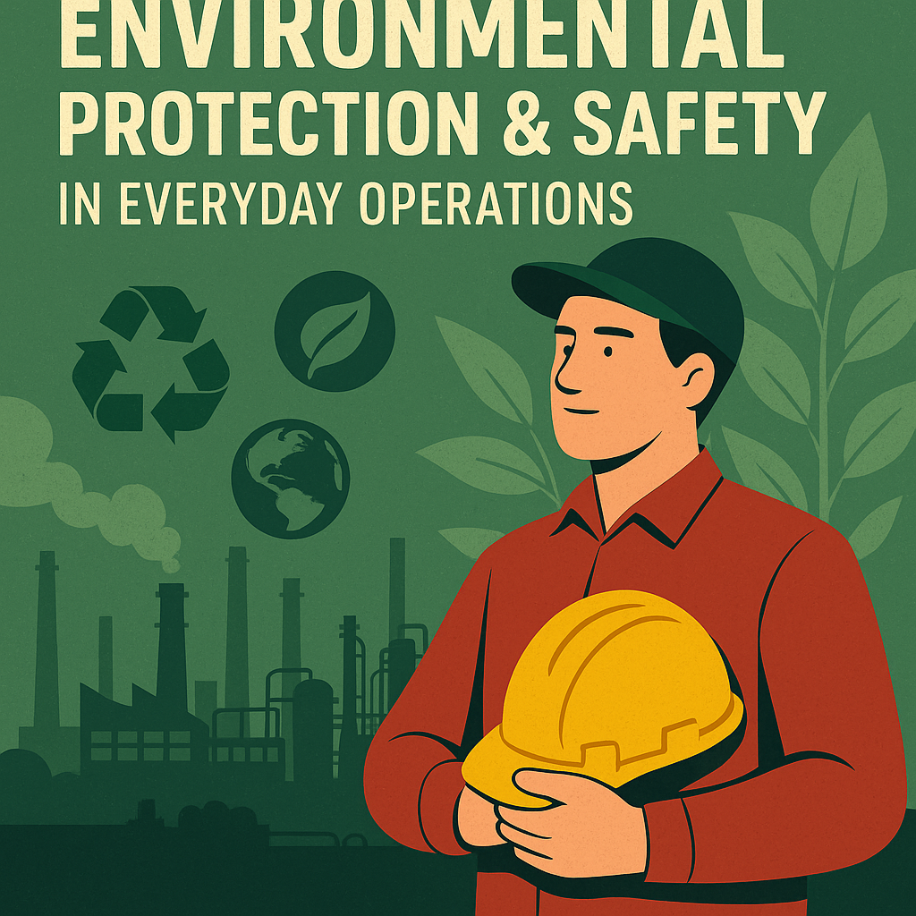 environmental protection, workplace safety, safety in daily operations, eco-friendly practices, environmental health, occupational safety