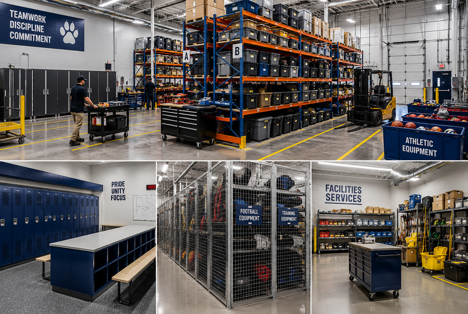 Education & School College Locker Room Facility Material Handling Solutions